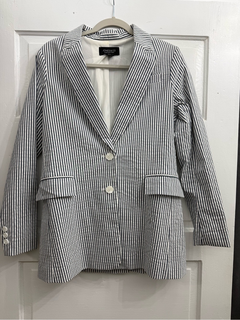 Jones New York Navy & White Striped Suit